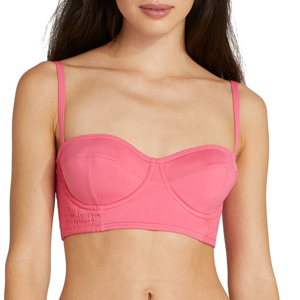 Kate Spade Solid Smocked Underwire Bikini Top